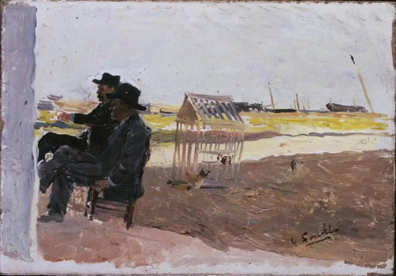 La Playa, Valencia (Dos Hombres Sentados) - Joaquín Sorolla