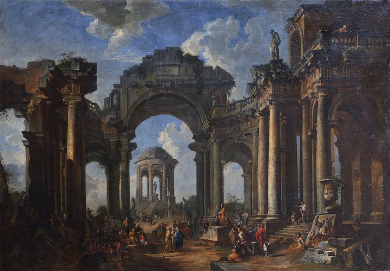 La Predicación de un apóstol en ruinas de arquitectura de orden dórico - Giovanni Paolo Panini