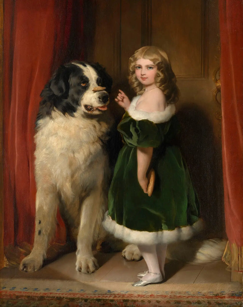 La princesa Mary de Cambridge con Nelson, un perro Terranova - Edwin Henry Landseer