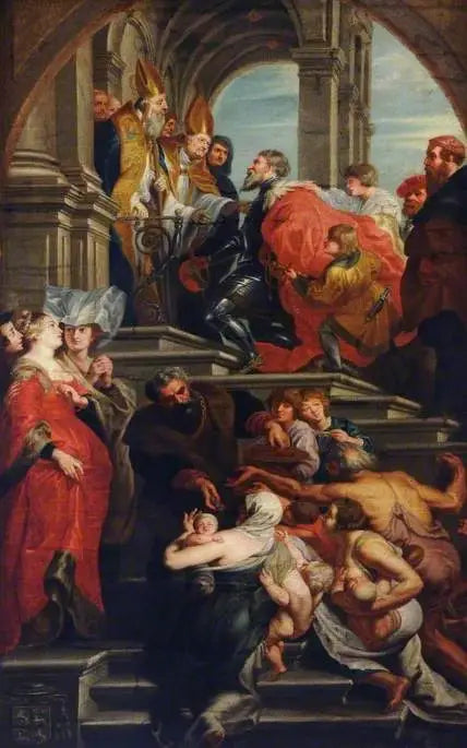 La recepción de San Bavón, el santo patrón de Gante - Peter Paul Rubens
