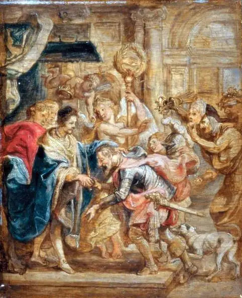 La reconciliación del rey Enrique III y Enrique de Navarra - Peter Paul Rubens