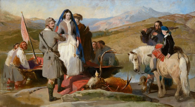 La reina Victoria desembarca en Loch Muick - Edwin Henry Landseer