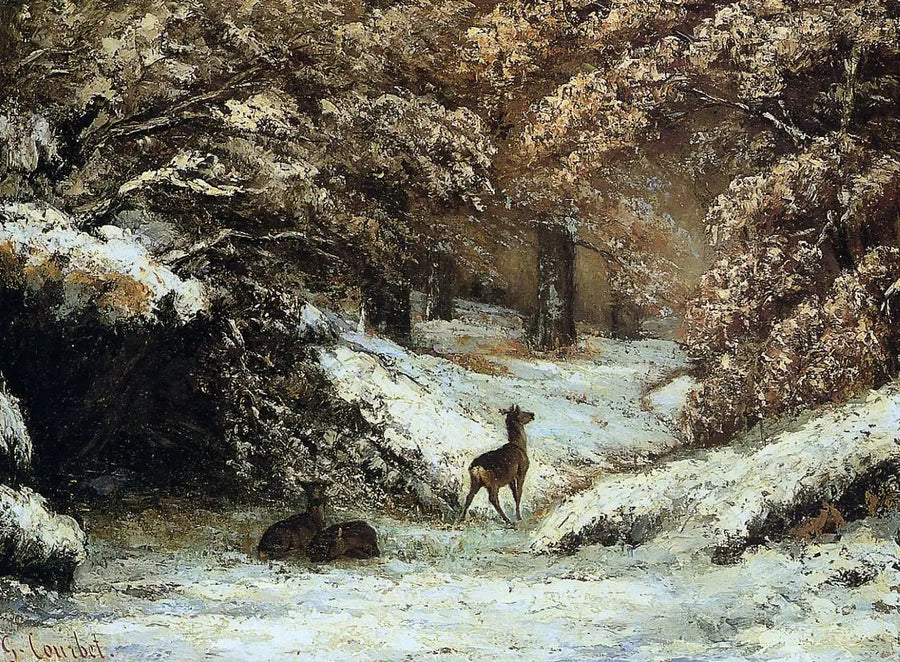 La Entrega de los ciervos en invierno - Gustave Courbet