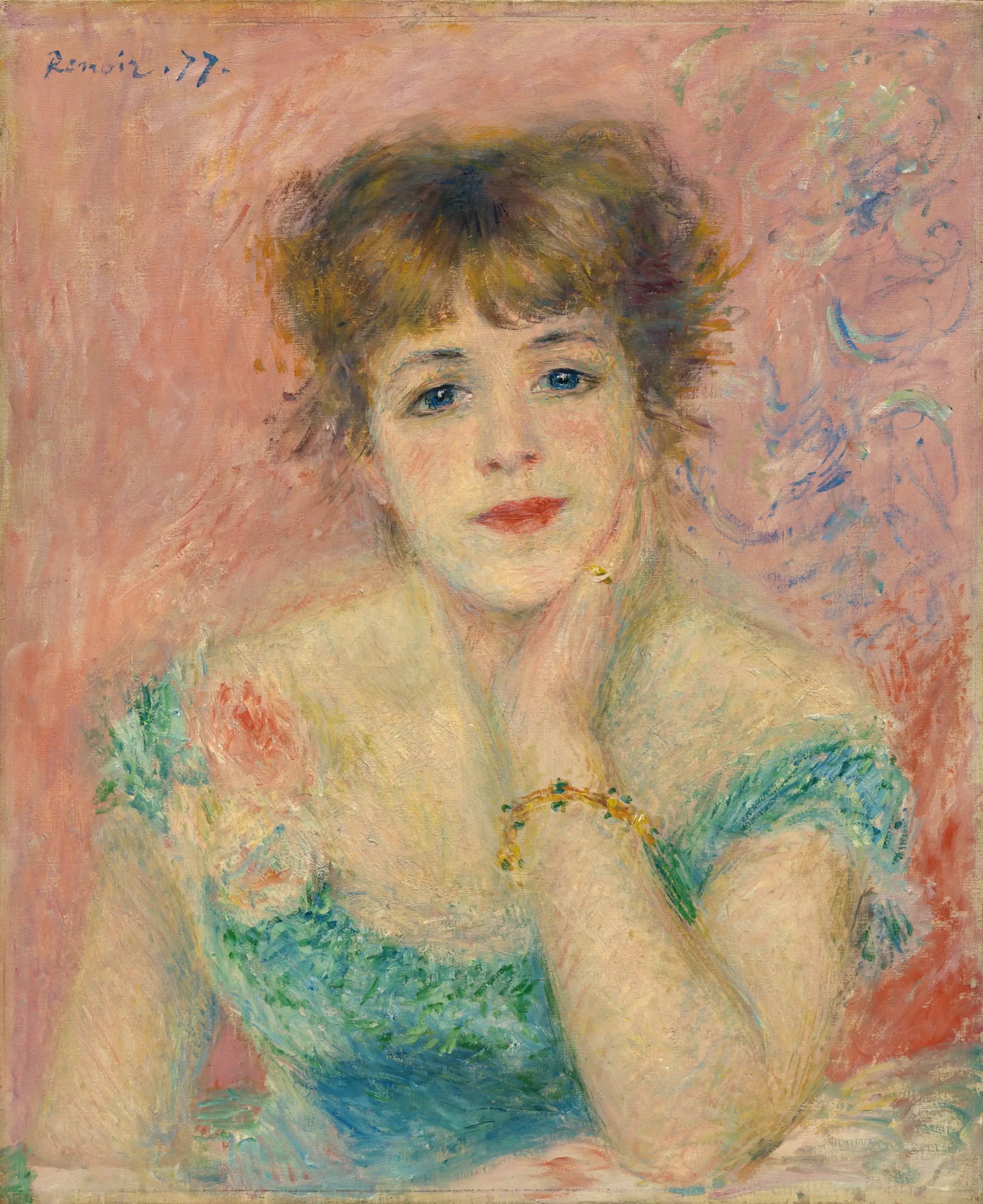La Rêverie - Pierre-Auguste Renoir image 1 copie peinte à la main à l’huile