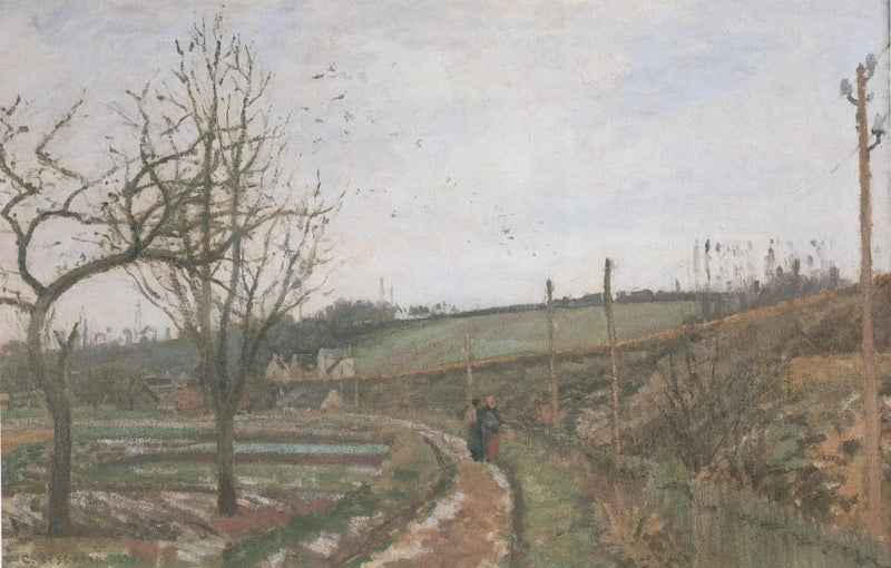 La Ruta al lado del ferrocarril, efecto de nieve - Camille Pissarro