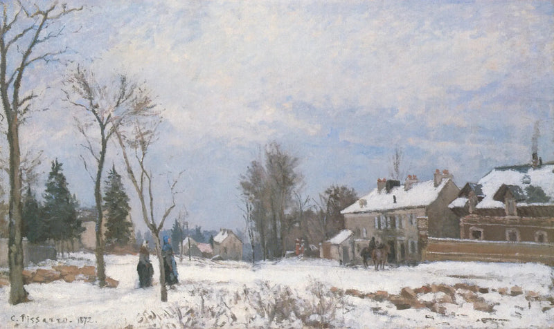 La Ruta de Versalles a Saint-Germain, Louveciennes, efecto de nieve - Camille Pissarro