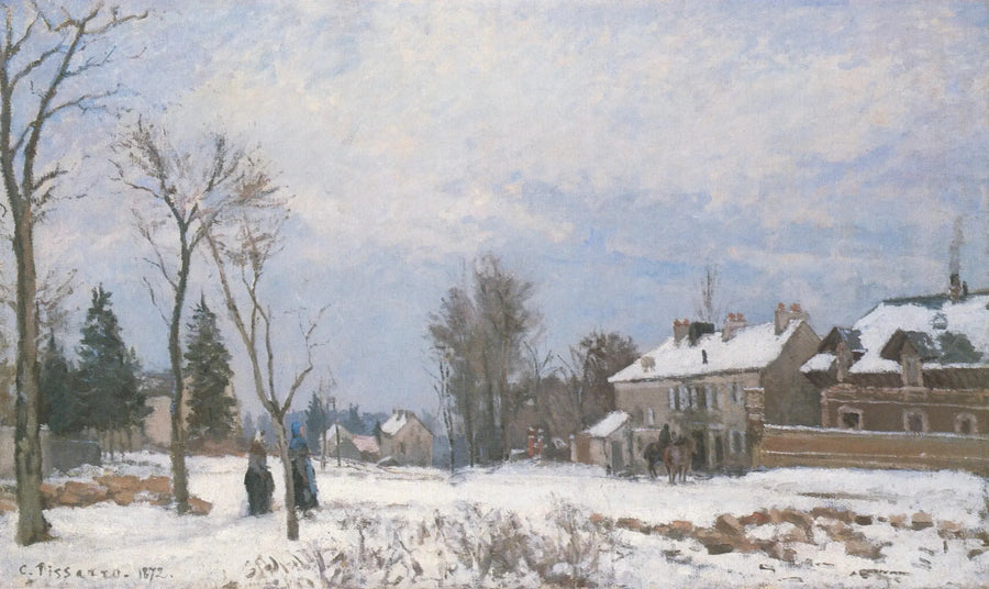La Ruta de Versalles a Saint-Germain, Louveciennes, efecto de nieve - Camille Pissarro