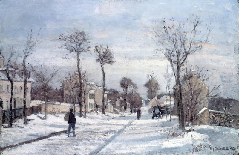 La Ruta de Versalles, Louveciennes, nieve - Camille Pissarro