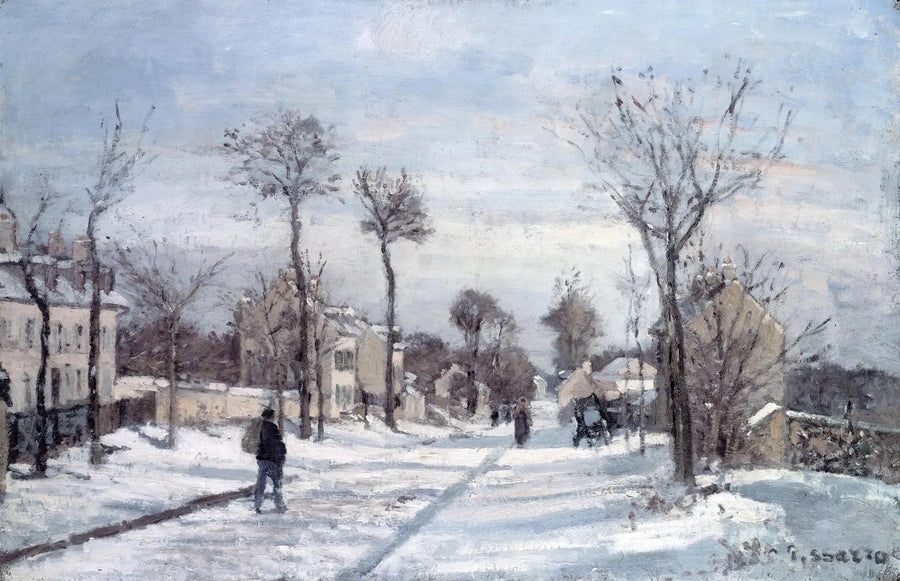 La Ruta de Versalles, Louveciennes, nieve - Camille Pissarro