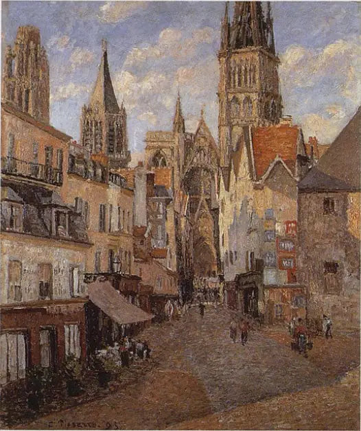 La Calle de la Tienda de Abarrotes en Ruan, a finales de la tarde - Camille Pissarro