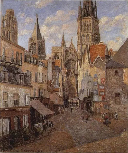 La Calle de la Tienda de Abarrotes en Ruan, a finales de la tarde - Camille Pissarro