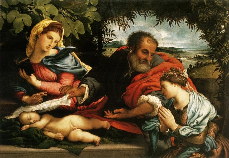 La Sagrada Familia con Santa Catalina de Alejandría - Lorenzo Lotto