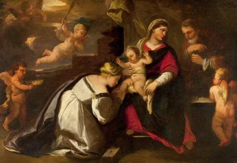 La Sagrada Familia con Santa Catalina de Alejandría - Luca Giordano