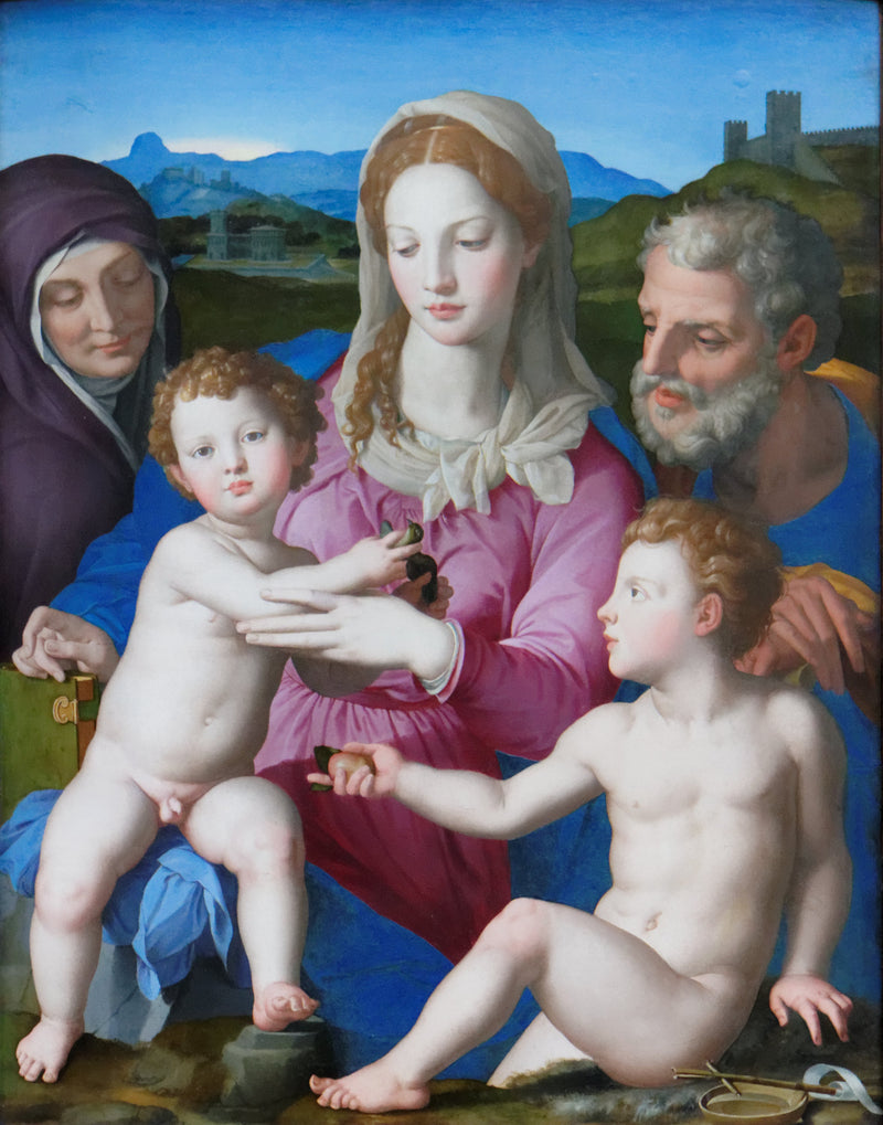 La Sagrada Familia con Santa Isabel y el pequeño San Juan Bautista - Bronzino