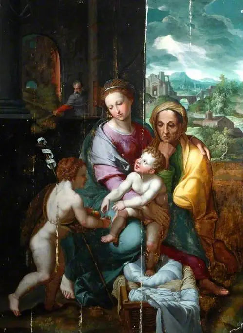 La Sagrada Familia con santa Isabel y el niño san Juan Bautista - Rafael Sanzio