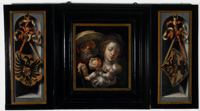 La Sagrada Familia con los escudos de armas de Carlos... - Jan Gossaert