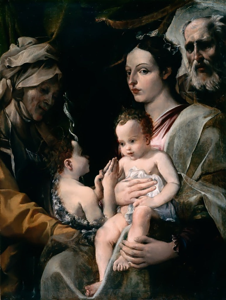 La Sagrada Familia con san Juan Bautista y santa Isabel - Annibale Carracci
