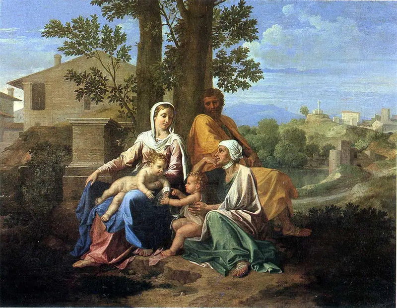 La Sagrada Familia con san Juan y santa Isabel en un paisaje - Nicolas Poussin