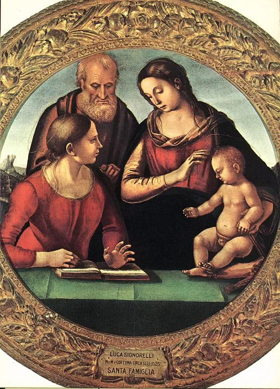 La Sagrada Familia con san - Luca Signorelli
