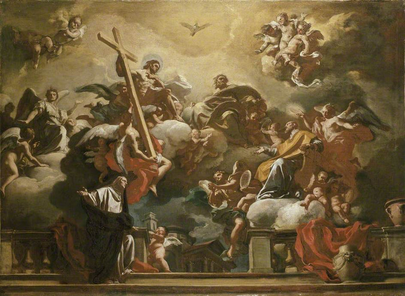 La Santísima Trinidad con san Felipe Neri en gloria - Francesco Solimena