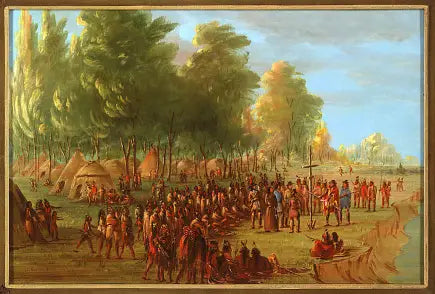 La Salle erigiendo una cruz y tomando posesión del terreno. 25 de marzo de 1682 - George Catlin