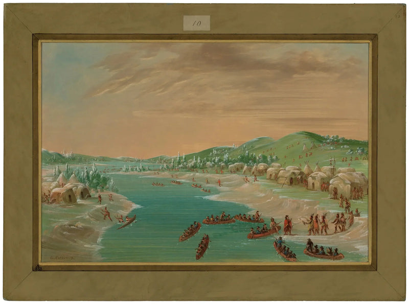 La Salle y su corte llegan al pueblo de Illinois. 1 de enero de 1680 - George Catlin