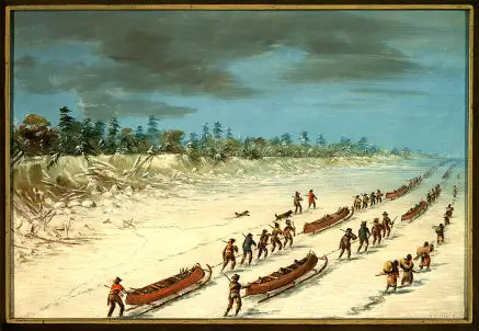La Salle atravesando el lago Michigan sobre el hielo. 8 de diciembre de 1681 - George Catlin