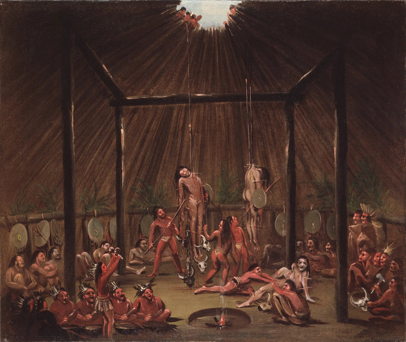 La escena de la copa, ceremonia del Mandan O-kee-pa - George Catlin