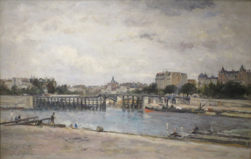 La Seine à l'estacade pendant la construction du pont Sully - Stanislas Lépine image 1 copie peinte à la main à l’huile