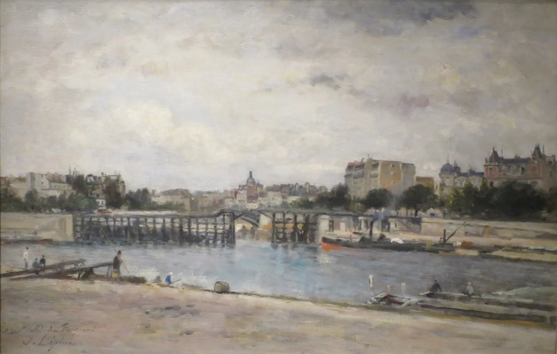 La Seine en el embarcadero durante la construcción del puente Sully - Stanislas Lépine