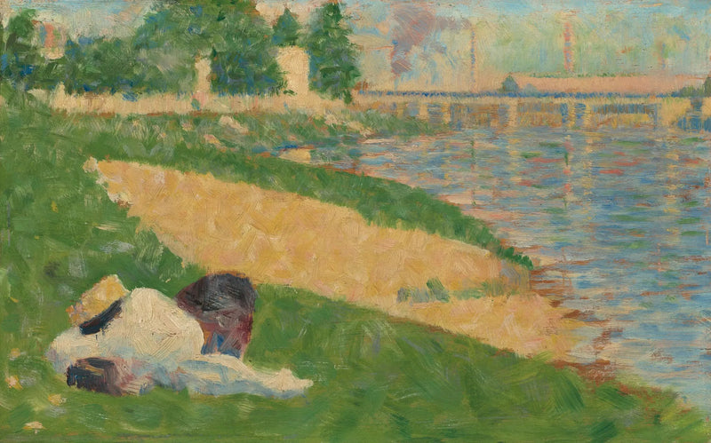 El Sena con ropa en la orilla - Georges Seurat