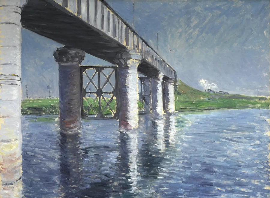 El Sena y el puente del ferrocarril de Argenteuil - Gustave Caillebotte