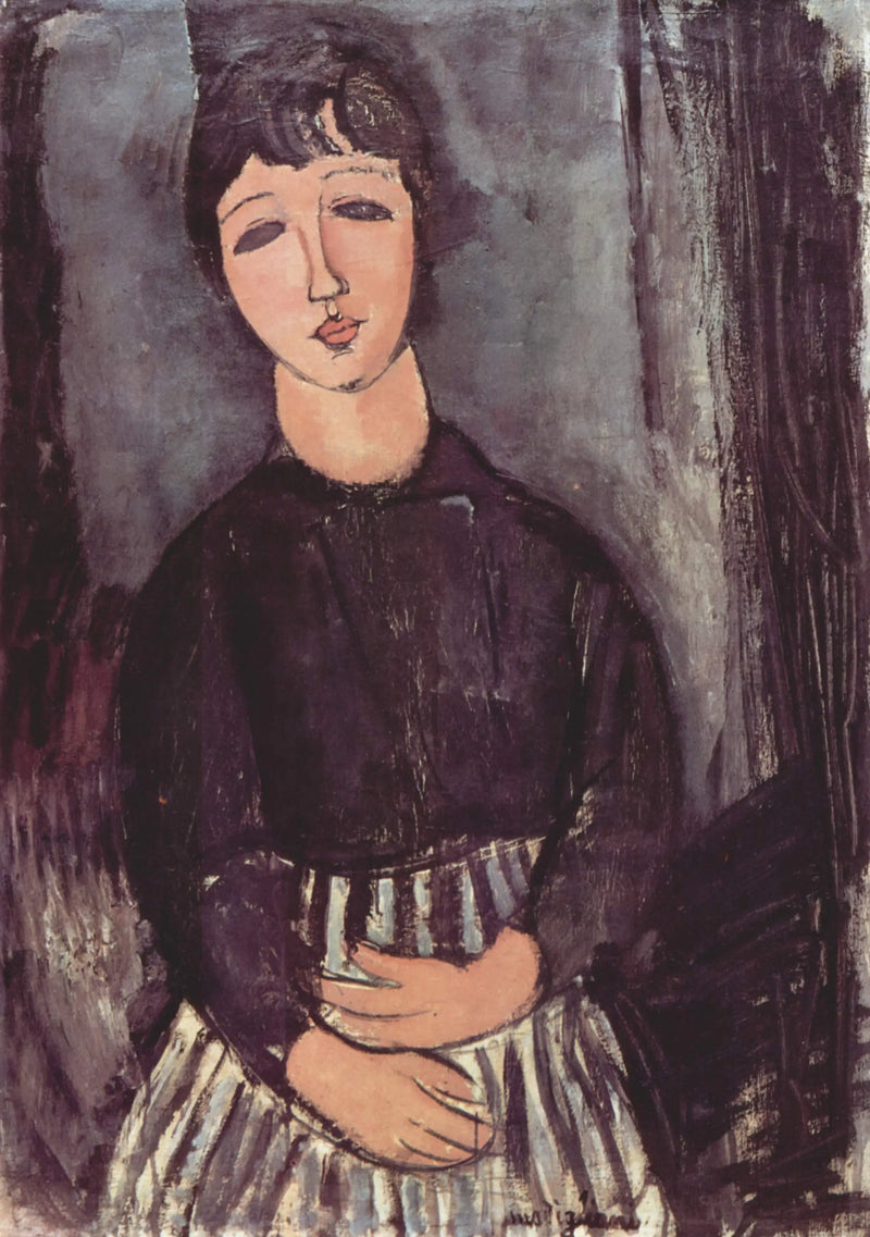La sirvienta con delantal a rayas - Amedeo Modigliani