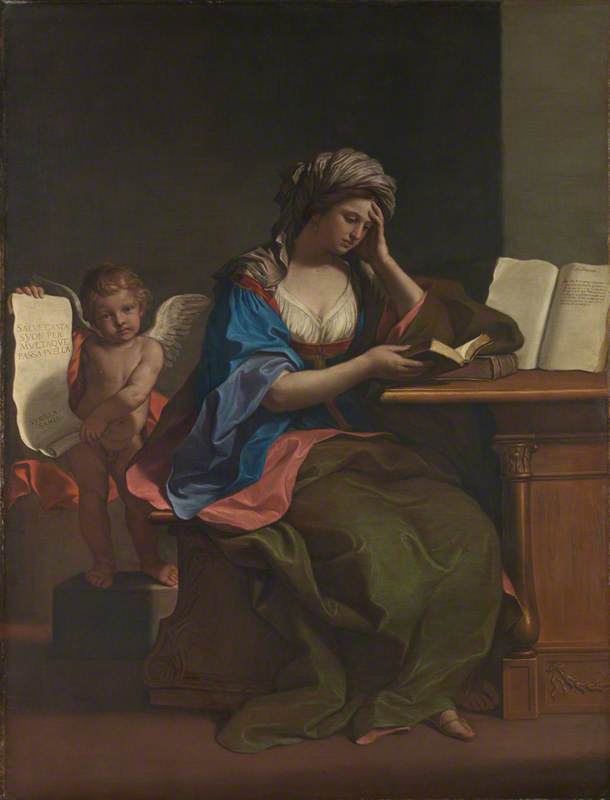 La Sibila samiena con un putto - Guercino