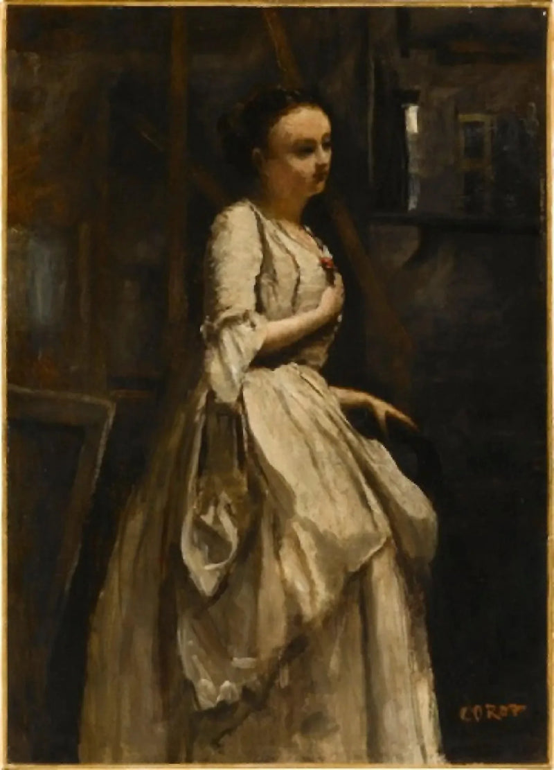 La corista con la flor roja - Jean-Baptiste Camille Corot