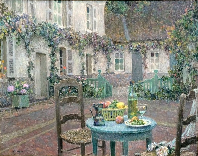 La mesa azul - Henri Le Sidaner