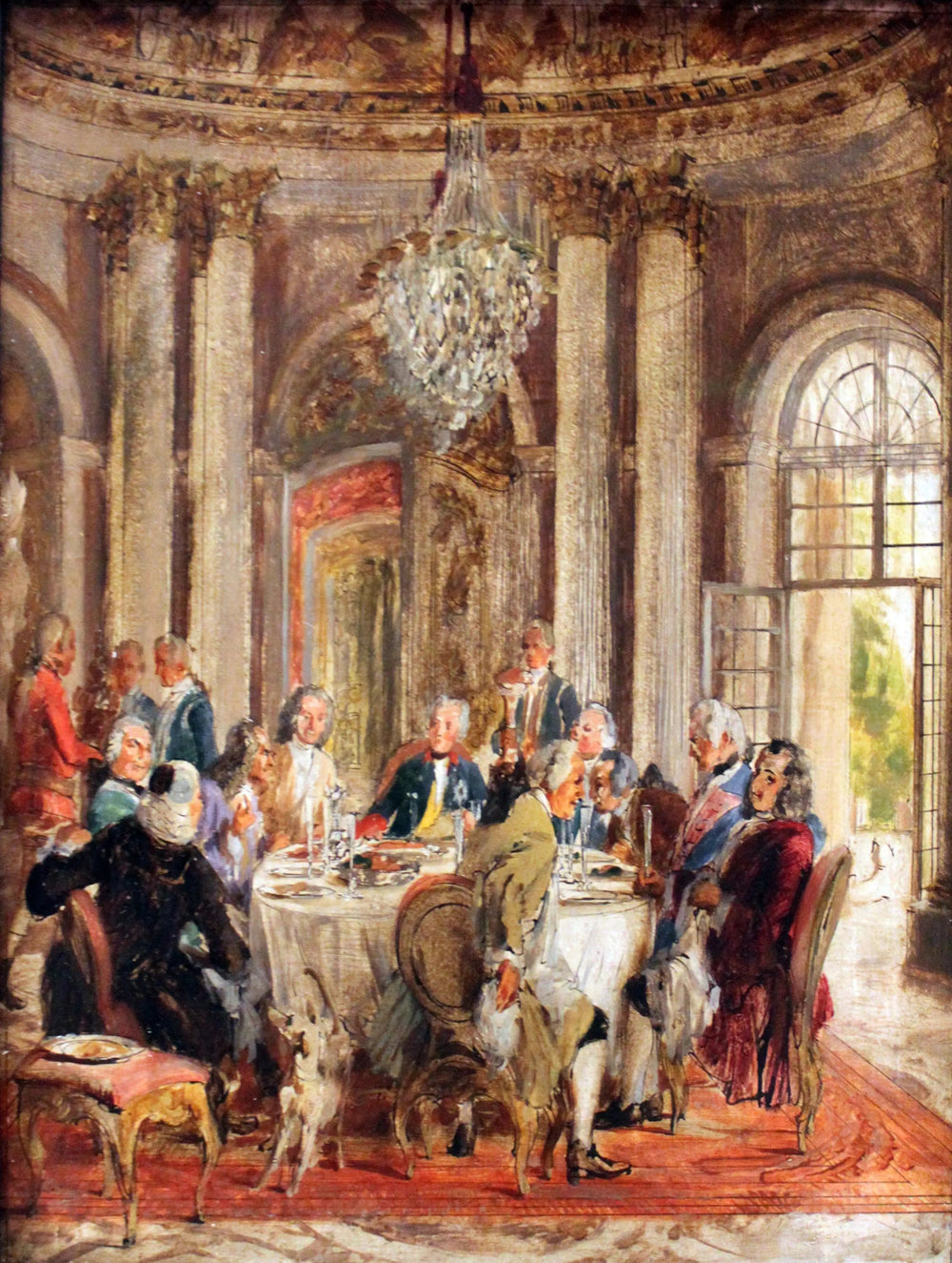 La Table ronde du roi Frédéric II à Sanssouci - Adolph von Menzel image 1 reproduction de peinture à l’huile