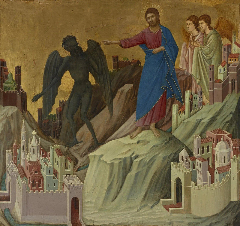 La Tentación de Cristo en la montaña - Duccio di Buoninsegna