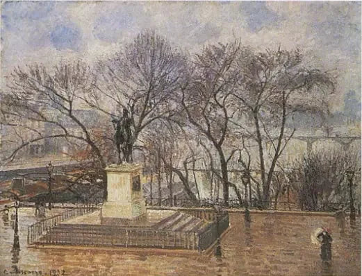 La terraza elevada del Pont-Neuf, plaza Henri IV: bajo la lluvia matutina - Camille Pissarro