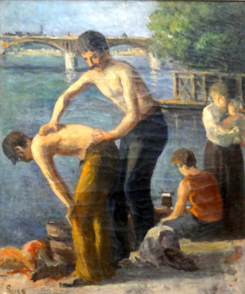 La toilette en el puente de los Santos Padres - Maximilien Luce