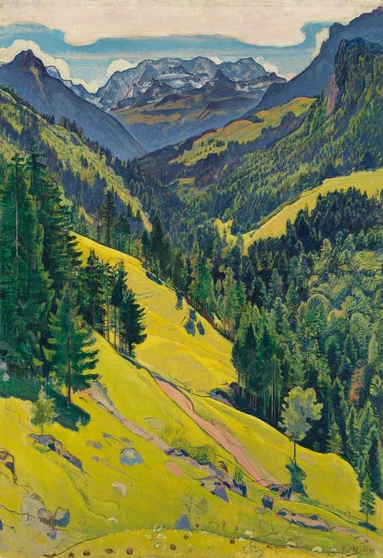 El valle de Kien con el macizo de Blüemlisalp - Ferdinand Hodler