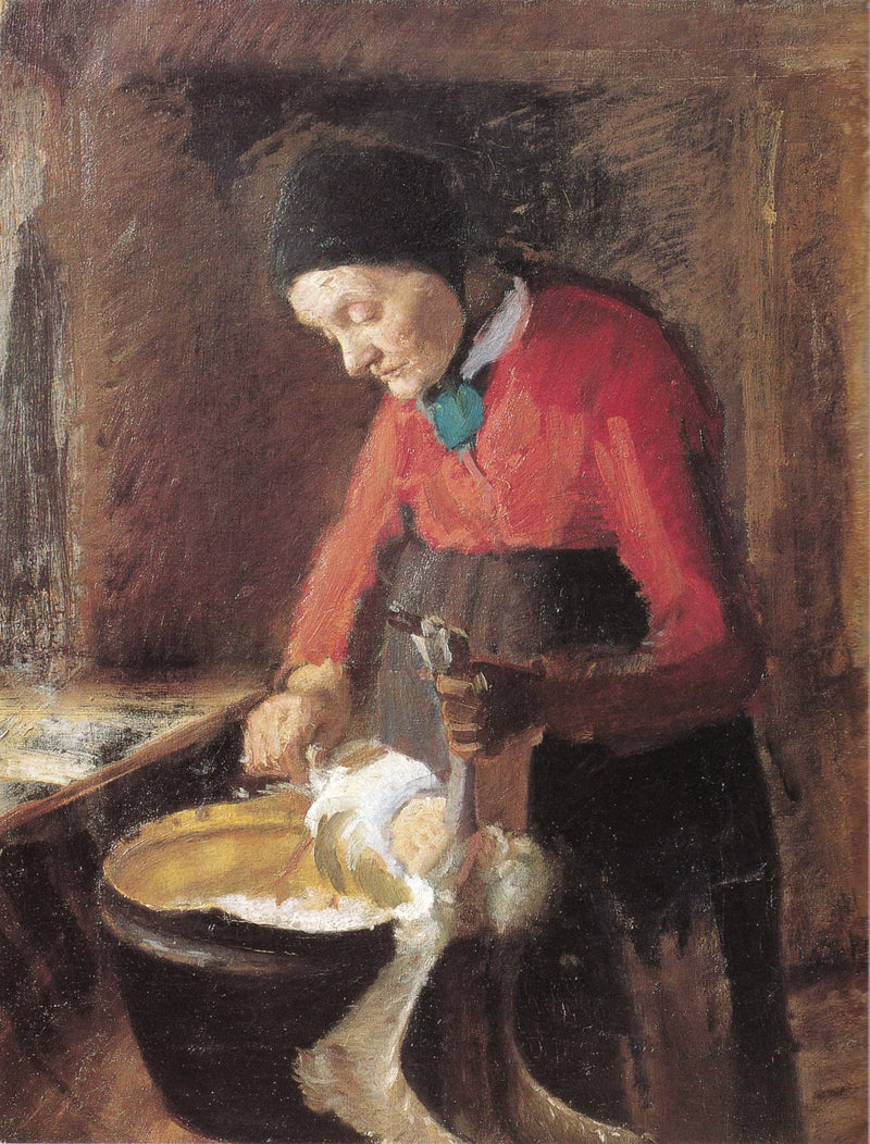La vieja Lene desplumando un ganso - Anna Ancher