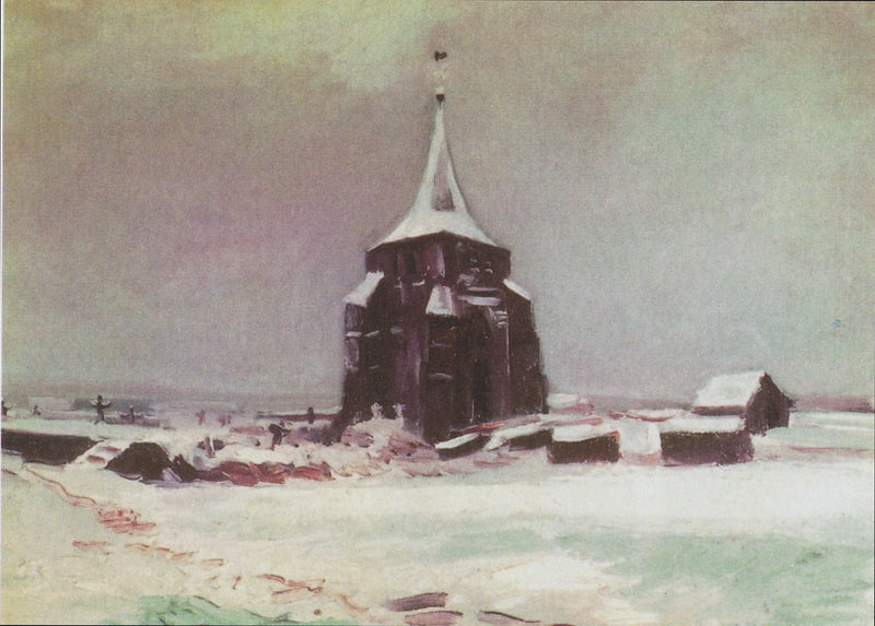 La vieja torre del cementerio de Nuenen bajo la nieve - Vincent van Gogh