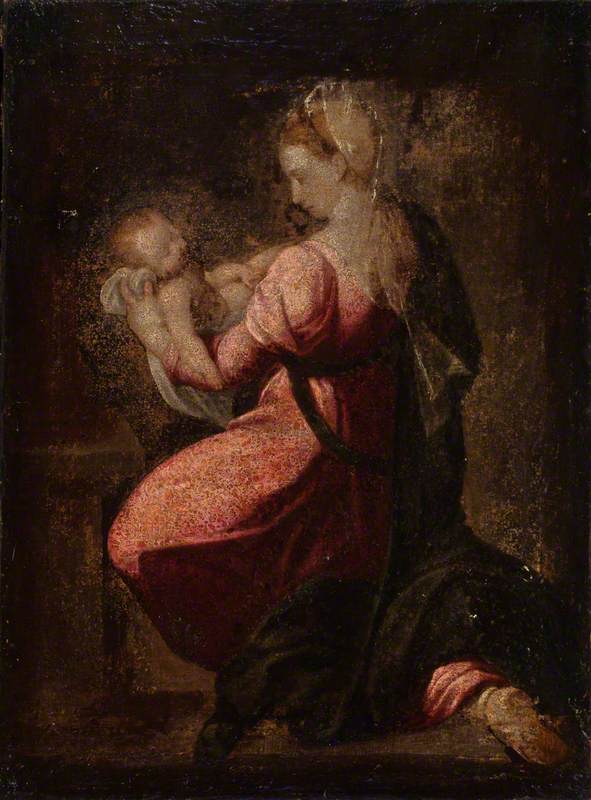 La Virgen de rodillas con el Niño Jesús en sus brazos - Francesco Salviati