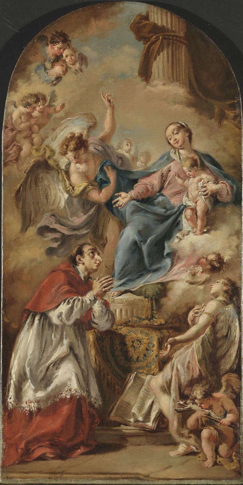 La Virgen con el Niño adorada por san Carlos Borromeo - Giovanni Battista Pittoni