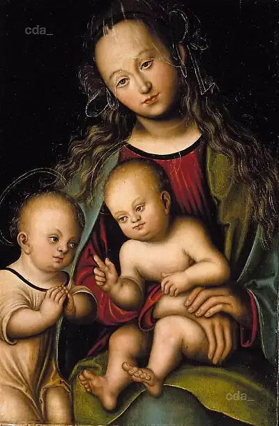 La Virgen con el Niño adorada por san Juan Bautista niño - Lucas Cranach el Viejo