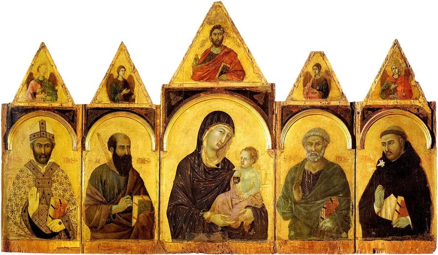 La Virgen con el Niño y santos - Duccio di Buoninsegna