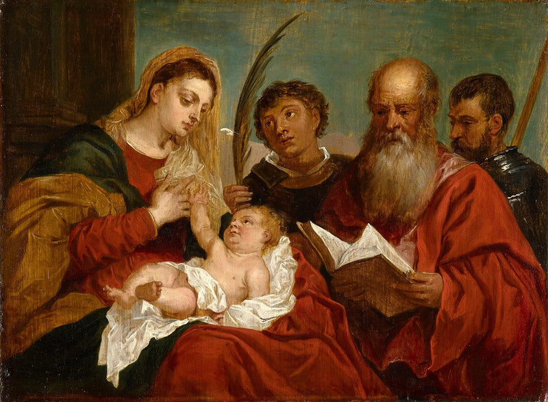 La Virgen con el Niño con los santos Esteban, Jerónimo y Mauricio - David Teniers el Joven