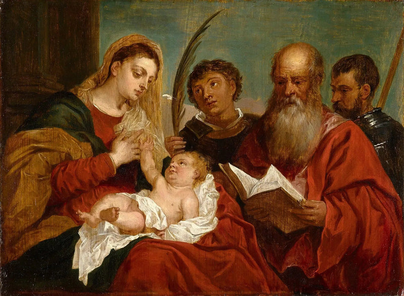 La Virgen con el Niño con los santos Esteban, Jerónimo y Mauricio - David Teniers el Joven