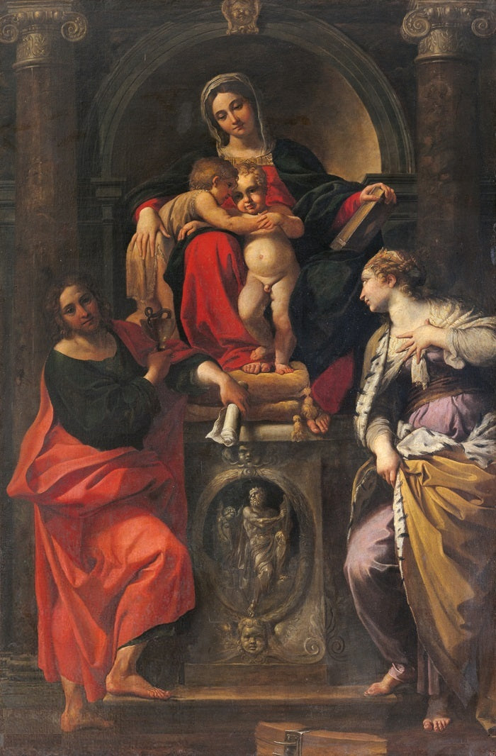 La Virgen con el Niño con los santos Juan Bautista, Juan Evangelista y Santa Catalina - Annibale Carracci